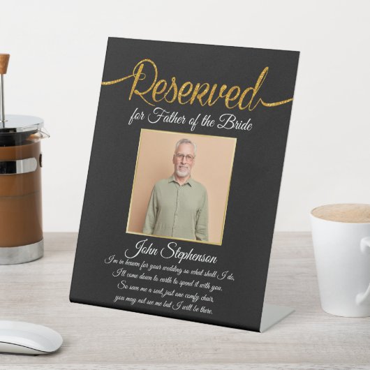 Brautvater Rettete ein Foto für Hochzeiten Sockelschild (In SItu)