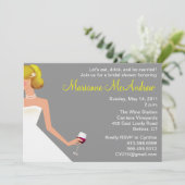 Brautweineinladungssilber-Blondinenperlen Einladung (Stehend Vorderseite)