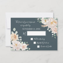 Brautweiß Florale Navy Blau Hochzeit RSVP