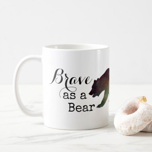 Brave als Bärn-Aquarell-Typografie Kaffeetasse (Mit Donut)
