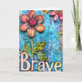 *~**~ BRAVE Doodle Art Colorful Whimsical Blume Dankeskarte (Vorderseite)