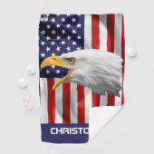 Brave Eagle, die amerikanische Flagge, Patriotic Golfhandtuch (Insitu)