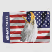 Brave Eagle, die amerikanische Flagge, Patriotic Golfhandtuch (Horizontal)