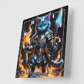 Brave Feline Knight in Fierasy Setting Quadratische Wanduhr (Winkel)