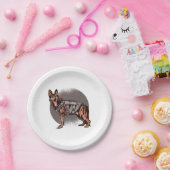 Brave German Shepherd Police Dog Pappteller (Party)