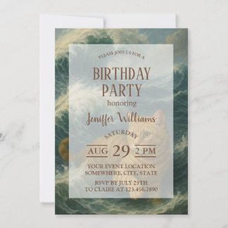 Brave Ginger Cat Riding Ocean Waves                Einladung