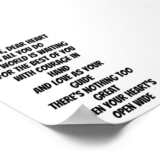 Brave Heart inspirierendes Mini-Gedicht Poster (Ecke)