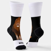 Brave Lion mit King Text bedruckt Stilvoll aussehe Socken (Gewinkelt)