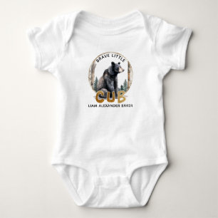 Brave Little Cub Bear Woodland Baby Bodysuit Strampler