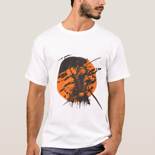 Brave Man Graphic T-Shirt | Black & Orange Design (Vorderseite)