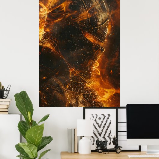 Brave mittelalterliche Ritter Nah-Up Poster (Heimbüro)