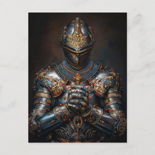 Brave mittelalterlicher Ritter Postkarte (Vorderseite)