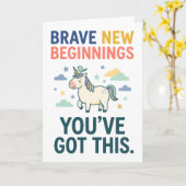 Brave New Beginnings Unicorn Encouragement Quote Karte (Gelbe Blume)