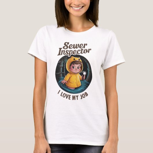 Brave Sewer Inspector Kind in lebendiger Regenmant T-Shirt (Vorderseite)
