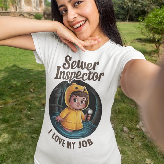 Brave Sewer Inspector Kind in lebendiger Regenmant T-Shirt
