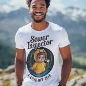 Brave Sewer Inspector Kind in lebendiger Regenmant T-Shirt