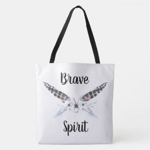 Brave Spirit mit Federn, Pfeilen und Blume Tasche
