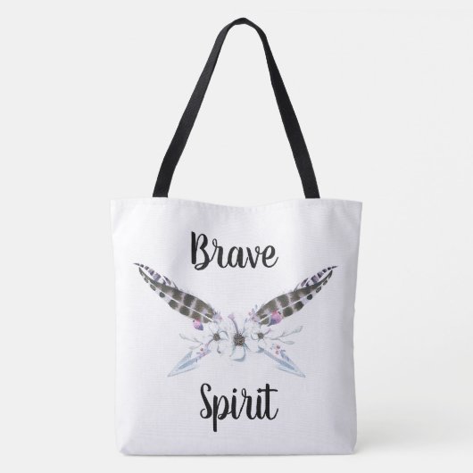 Brave Spirit mit Federn, Pfeilen und Blume Tasche (Rückseite)