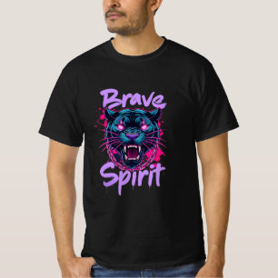 Brave Spirit Neon Panther Graffiti T - Shirt
