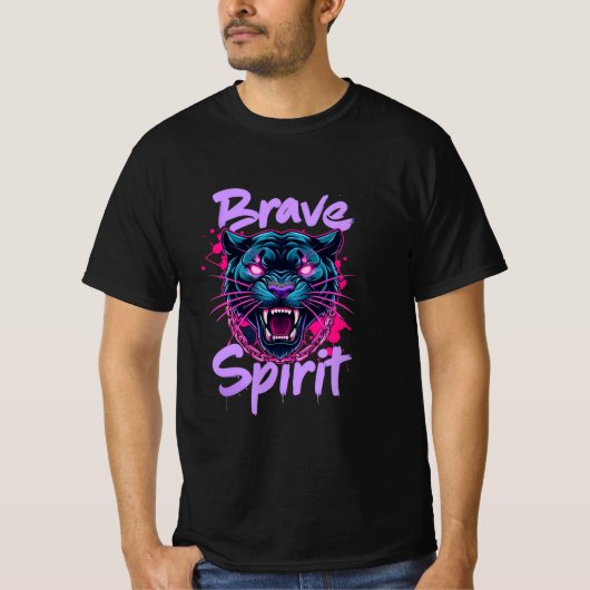 Brave Spirit Neon Panther Graffiti T - Shirt (Vorderseite)