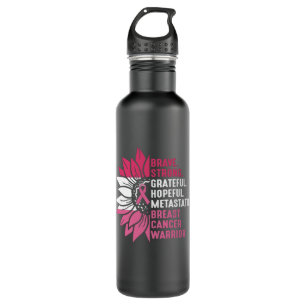 Brave Strong Grateful Breast Cancer Awareness Edelstahlflasche