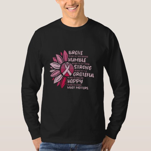 Brave Strong Grateful Breast Cancer Awareness T-Shirt (Vorderseite)