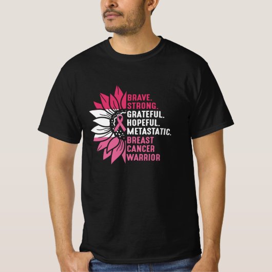 Brave Strong Grateful Breast Cancer Awareness T-Shirt (Vorderseite)