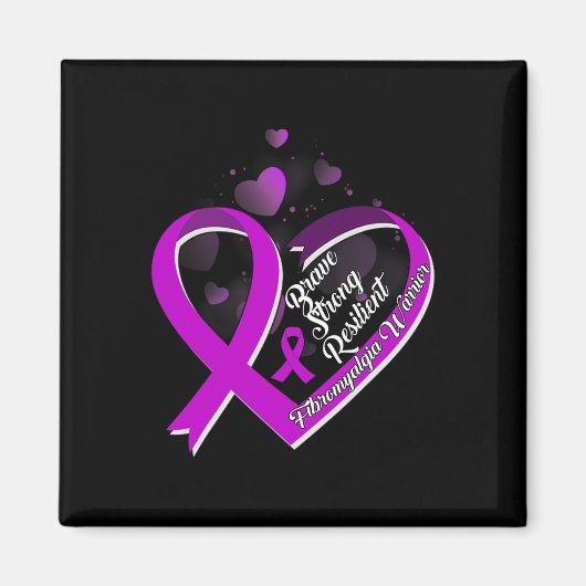 Brave Strong Resilient Fibromyalgia Krieger Awaren Magnet (Vorne)