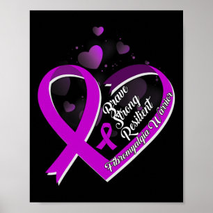 Brave Strong Resilient Fibromyalgia Krieger Awaren Poster