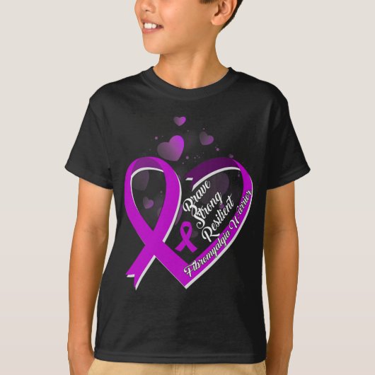Brave Strong Resilient Fibromyalgia Krieger Awaren T-Shirt (Vorderseite)