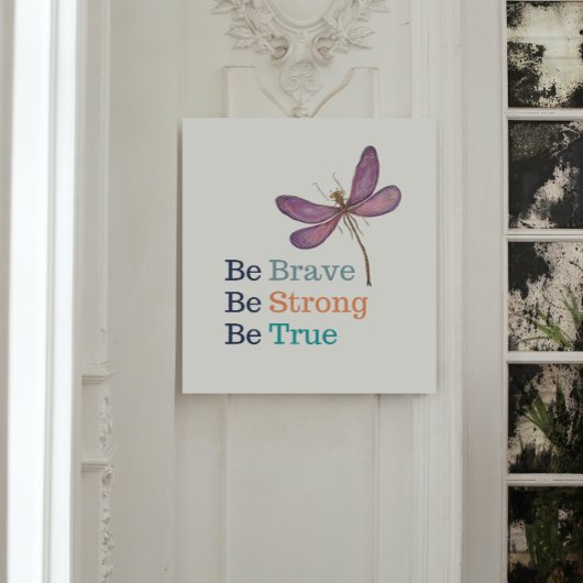 Brave Strong True Dragonfly Word Art Poster