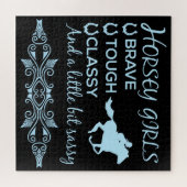 Brave Tough Classy Horse Girl in Light Blue Puzzle (Horizontal)