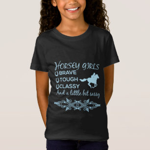 Brave Tough Classy Horse Girl in Light Blue T-Shir T-Shirt