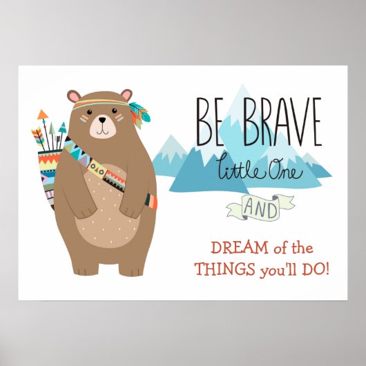 Brave Tribal Bear Niedliches Kinderzimmer Poster (Vorne)