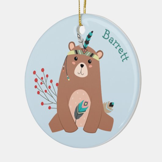 Brave Tribal Bear Personalisiert Keramik Ornament (Links)