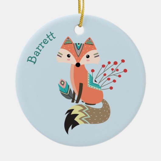 Brave Tribal Fox Personalisiert Keramik Ornament (Vorne)