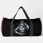 Brave Woman Firefighter Portrait Duffle Bag (Vorderseite)