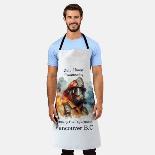 Braver Feuerwehrmann in Aktion inmitten wirbelnder Schürze (Getragen)