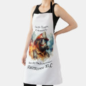 Braver Feuerwehrmann in Aktion inmitten wirbelnder Schürze (InSitu)