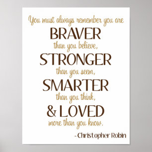 Braver Stronger Quote B ist für Bärenkunst-Poster Poster