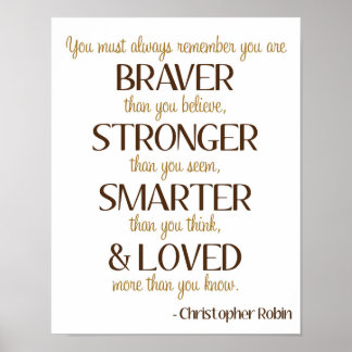 Braver Stronger Quote B ist für Bärenkunst-Poster Poster