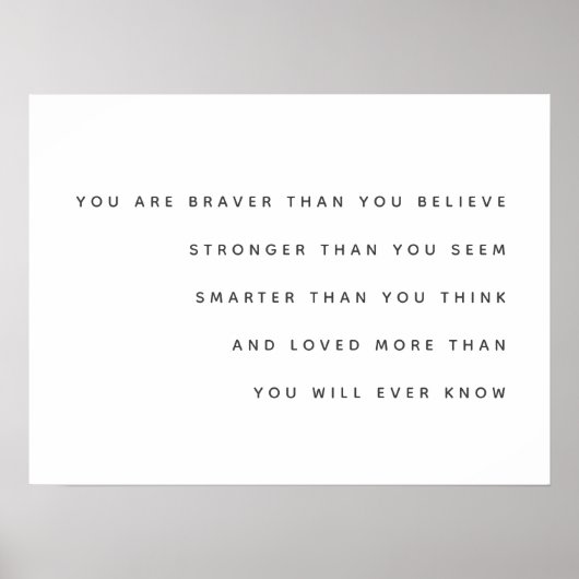 Braver Stronger Smarter Love | Milne Zitat modern Poster (Vorne)