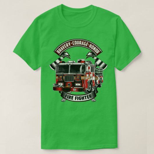 Bravery Courage Ehre Feuerwehrmann T-Shirt (Design vorne)