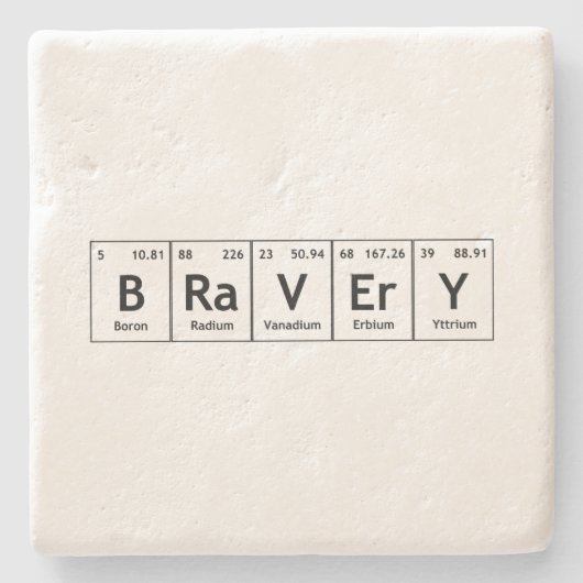 BRaVErY-Elementsymbole Periodische Tabellenwörter Steinuntersetzer (Vorderseite)