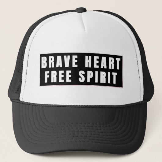 Braves Herz und freies Geist Text Design Truckerkappe (Vorderseite)