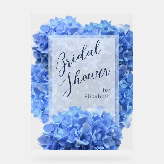 Bravest Blue Brautparty Floral Begrüßungszeichen Acrylschild (Vorderseite)