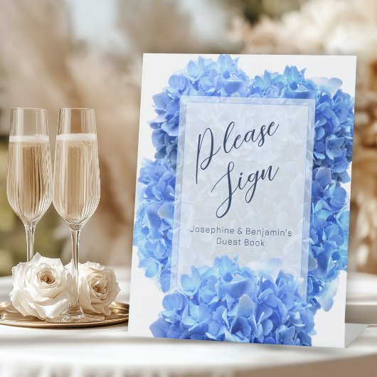 Bravest Blue Hydrangea Blume Gästebuch Sockelschild