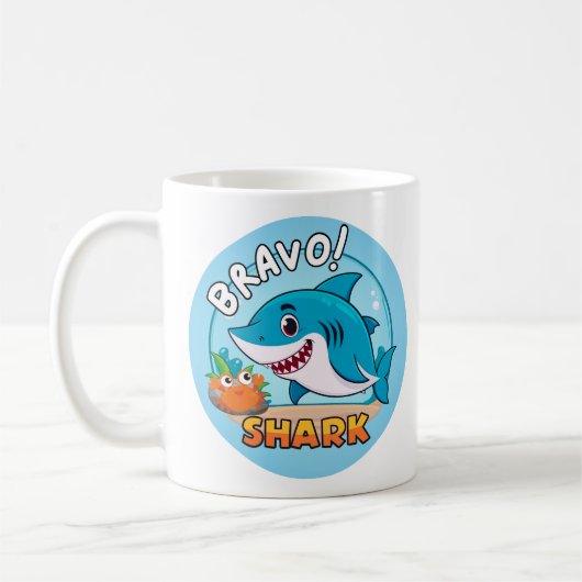 Bravo-Aufkleber, Haikleber Kaffeetasse (Links)