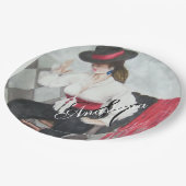 BRAVO BLACK & WHITE PARTY MONOGRAM PAPPTELLER (Schrägansicht)