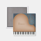"Bravo" Brown Grand Piano Niedliche individuell an Magnet (Vorderseite/Rückseite)